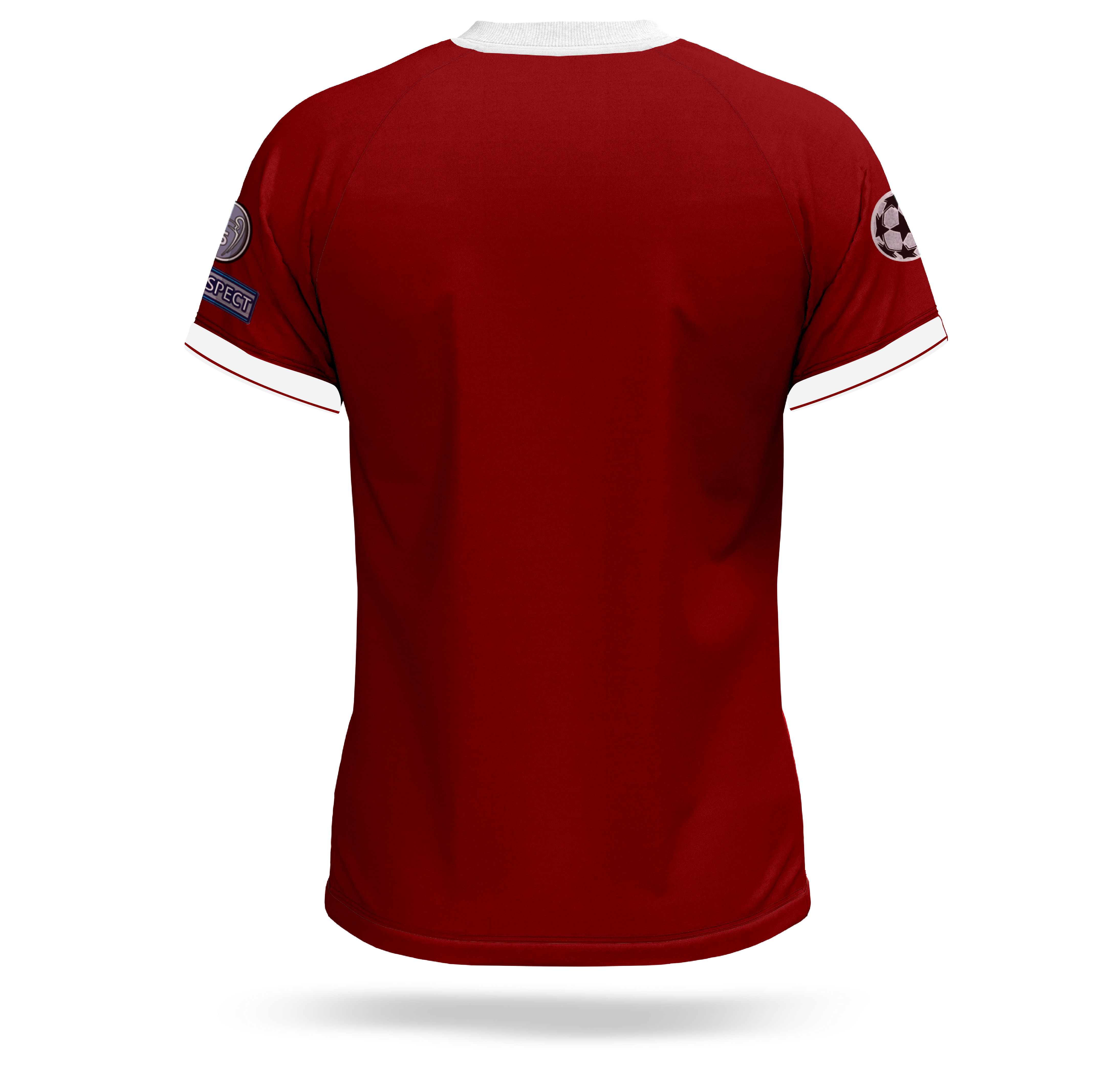 home jersey kit with blend of red and white stripes on shirt