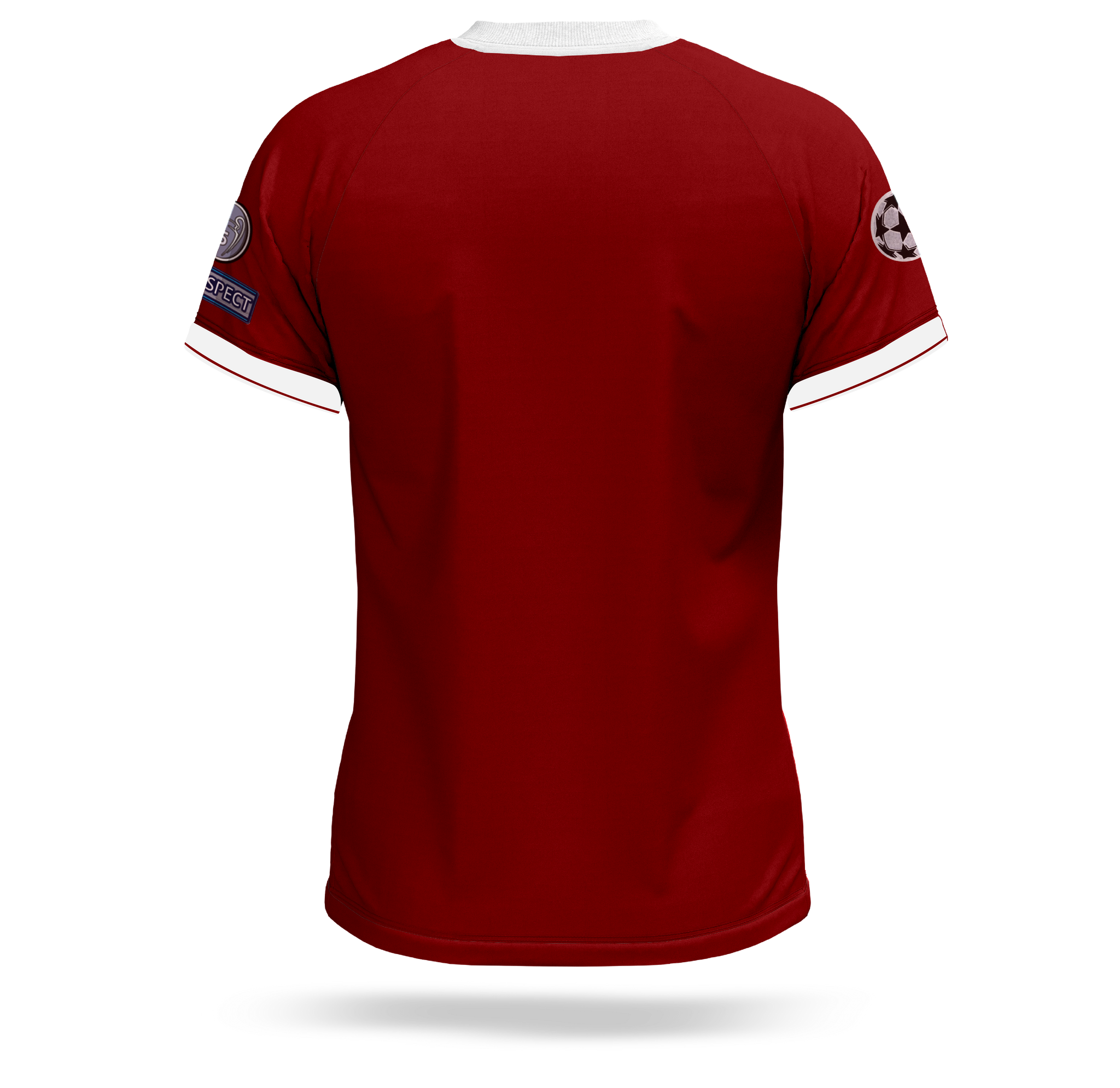 home jersey kit with blend of red and white stripes on shirt